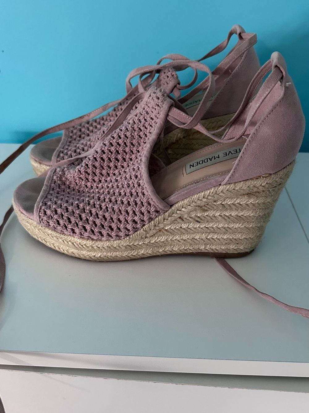 Steve Madden Mauve Lace-Up Espadrille Wedges